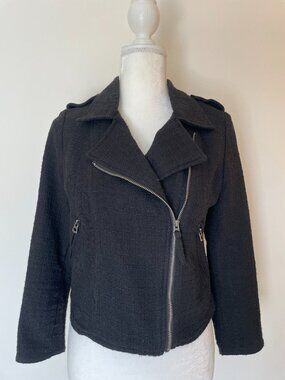 Lucky Brand Black Cotton Motorcycle Jacket Size Med
